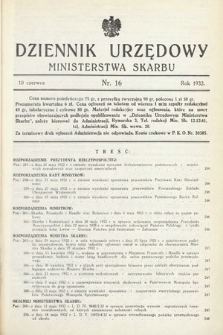 Dziennik Urzędowy Ministerstwa Skarbu. 1932, nr 16