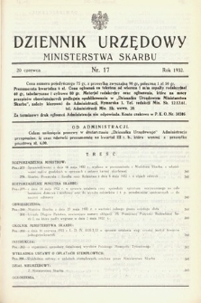 Dziennik Urzędowy Ministerstwa Skarbu. 1932, nr 17