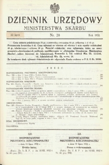 Dziennik Urzędowy Ministerstwa Skarbu. 1932, nr 20