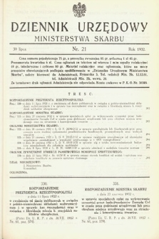 Dziennik Urzędowy Ministerstwa Skarbu. 1932, nr 21