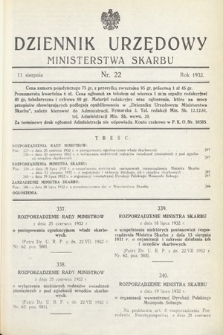 Dziennik Urzędowy Ministerstwa Skarbu. 1932, nr 22