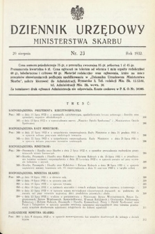 Dziennik Urzędowy Ministerstwa Skarbu. 1932, nr 23