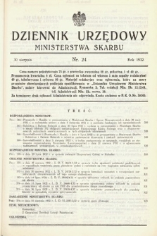 Dziennik Urzędowy Ministerstwa Skarbu. 1932, nr 24
