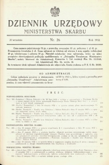 Dziennik Urzędowy Ministerstwa Skarbu. 1932, nr 26