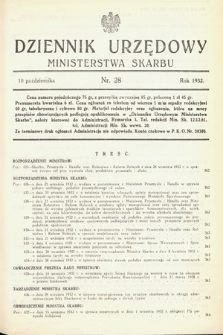 Dziennik Urzędowy Ministerstwa Skarbu. 1932, nr 28