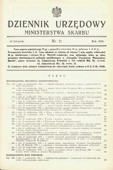 Dziennik Urzędowy Ministerstwa Skarbu. 1932, nr 31