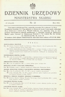 Dziennik Urzędowy Ministerstwa Skarbu. 1932, nr 32