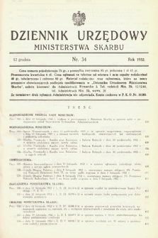 Dziennik Urzędowy Ministerstwa Skarbu. 1932, nr 34