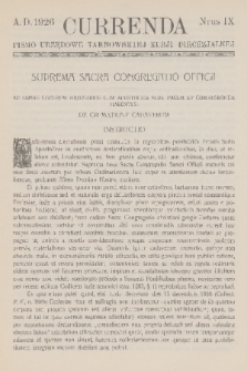 Currenda : pismo urzędowe tarnowskiej kurji diecezjalnej. 1926, kurenda 9