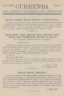 Currenda : pismo urzędowe tarnowskiej kurji diecezjalnej. 1929, kurenda 1