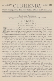 Currenda : pismo urzędowe tarnowskiej kurji diecezjalnej. 1929, kurenda 3