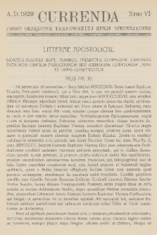 Currenda : pismo urzędowe tarnowskiej kurji diecezjalnej. 1929, kurenda 6