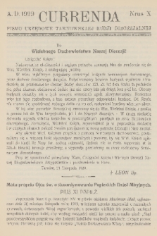 Currenda : pismo urzędowe tarnowskiej kurji diecezjalnej. 1929, kurenda 10