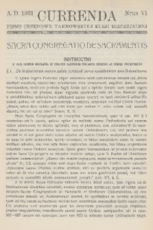 Currenda : pismo urzędowe tarnowskiej kurji diecezjalnej. 1931, kurenda 6