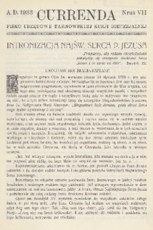 Currenda : pismo urzędowe tarnowskiej kurji diecezjalnej. 1933, kurenda 7