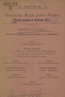 Wyścigi Jesienne w Krakowie. 1897. Dzień trzeci