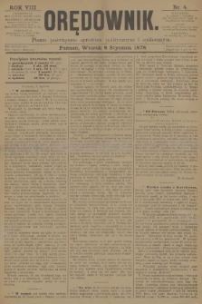 Orędownik : pismo poświęcone sprawom politycznym i spółecznym. R.8, 1878, nr 4