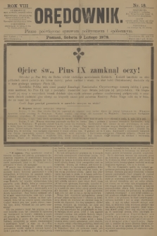 Orędownik : pismo poświęcone sprawom politycznym i spółecznym. R.8, 1878, nr 18