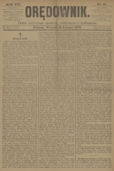 Orędownik : pismo poświęcone sprawom politycznym i spółecznym. R.8, 1878, nr 19