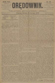 Orędownik : pismo poświęcone sprawom politycznym i spółecznym. R.8, 1878, nr 24
