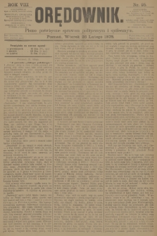 Orędownik : pismo poświęcone sprawom politycznym i spółecznym. R.8, 1878, nr 25