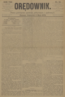 Orędownik : pismo poświęcone sprawom politycznym i spółecznym. R.8, 1878, nr 53