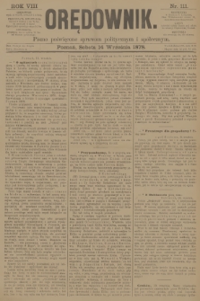 Orędownik : pismo poświęcone sprawom politycznym i spółecznym. R.8, 1878, nr 111