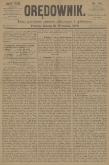 Orędownik : pismo poświęcone sprawom politycznym i spółecznym. R.8, 1878, nr 114
