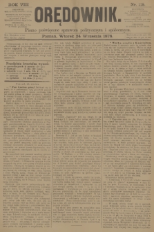 Orędownik : pismo poświęcone sprawom politycznym i spółecznym. R.8, 1878, nr 115