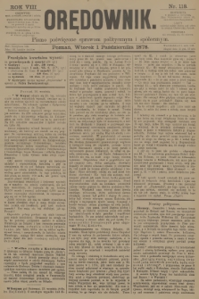 Orędownik : pismo poświęcone sprawom politycznym i spółecznym. R.8, 1878, nr 118