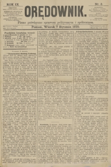 Orędownik : pismo poświęcone sprawom politycznym i spółecznym. R.9, 1879, nr 3