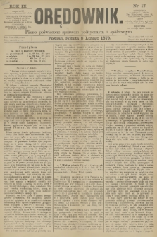 Orędownik : pismo poświęcone sprawom politycznym i spółecznym. R.9, 1879, nr 17