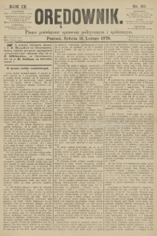 Orędownik : pismo poświęcone sprawom politycznym i spółecznym. R.9, 1879, nr 20