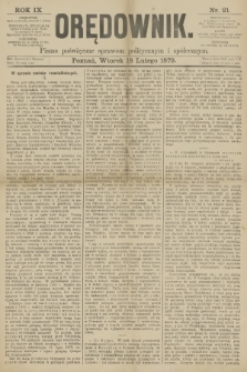 Orędownik : pismo poświęcone sprawom politycznym i spółecznym. R.9, 1879, nr 21