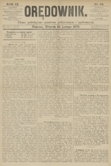 Orędownik : pismo poświęcone sprawom politycznym i spółecznym. R.9, 1879, nr 24