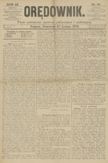 Orędownik : pismo poświęcone sprawom politycznym i spółecznym. R.9, 1879, nr 25