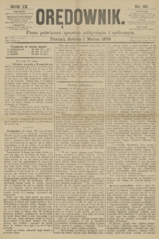 Orędownik : pismo poświęcone sprawom politycznym i spółecznym. R.9, 1879, nr 26