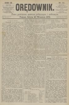 Orędownik : pismo poświęcone sprawom politycznym i spółecznym. R.9, 1879, nr 111