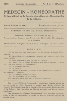 Lekarz Homeopata = Medécin-Homéopathe : organe officiel de la Société des Adhérents d'Homéopathie de la Pologne. 1936, nr 2