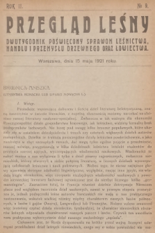 Przegląd Leśny : dwutygodnik poświęcony sprawom leśnictwa, handlu i przemysłu drzewnego oraz łowiectwa. R.2, 1921, №  9