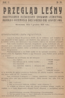 Przegląd Leśny : dwutygodnik poświęcony sprawom leśnictwa, handlu i przemysłu drzewnego oraz łowiectwa. R.2, 1921, №  20