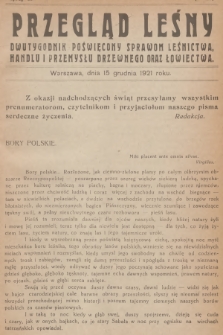 Przegląd Leśny : dwutygodnik poświęcony sprawom leśnictwa, handlu i przemysłu drzewnego oraz łowiectwa. R.2, 1921, №  21