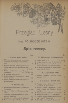 Przegląd Leśny : dwutygodnik poświęcony sprawom leśnictwa, handlu i przemysłu drzewnego oraz łowiectwa. R.3, 1922, Spis rzeczy