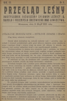 Przegląd Leśny : dwutygodnik poświęcony sprawom leśnictwa, handlu i przemysłu drzewnego oraz łowiectwa. R.3, 1922, №  8