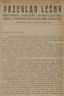 Przegląd Leśny : dwutygodnik poświęcony sprawom leśnictwa, handlu i przemysłu drzewnego oraz łowiectwa. R.3, 1922, №  9