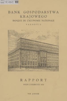 Rapport pour l'exercice 1931. An.8 (1932)