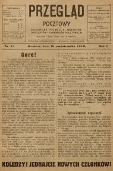 Przegląd Pocztowy : niezawisły organ c. k. Adjunktów, Oficyantów i Aspirantów Pocztowych. R.1, 1910, nr 11
