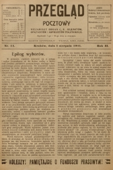 Przegląd Pocztowy : niezawisły organ c. k. Adjunktów, Oficyantów i Aspirantów Pocztowych. R.2, 1911, nr 11