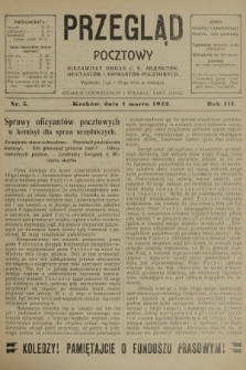 Przegląd Pocztowy : niezawisły organ c. k. Adjunktów, Oficyantów i Aspirantów Pocztowych. R.3, 1912, nr 5