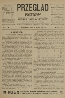 Przegląd Pocztowy : niezawisły organ c. k. Adjunktów, Oficyantów i Aspirantów Pocztowych. R.3, 1912, nr 13